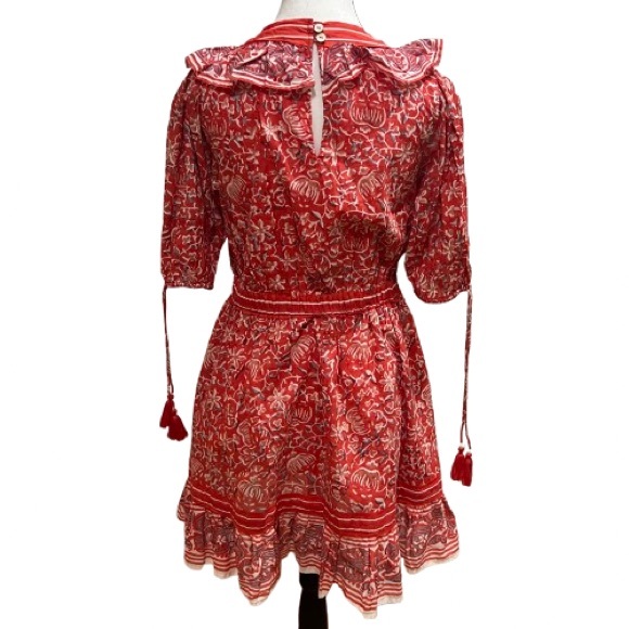 Cleobella Women’s Blair 100% Cotton Floral Ruffle Wrap Mini Dress Red Size 4 - Picture 11 of 14